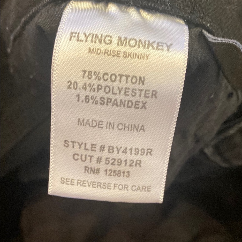 Flying Monkey Black Skinny Jeans Classic Fit - Picture 5 of 5